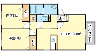 オークヒルズD棟の物件間取画像